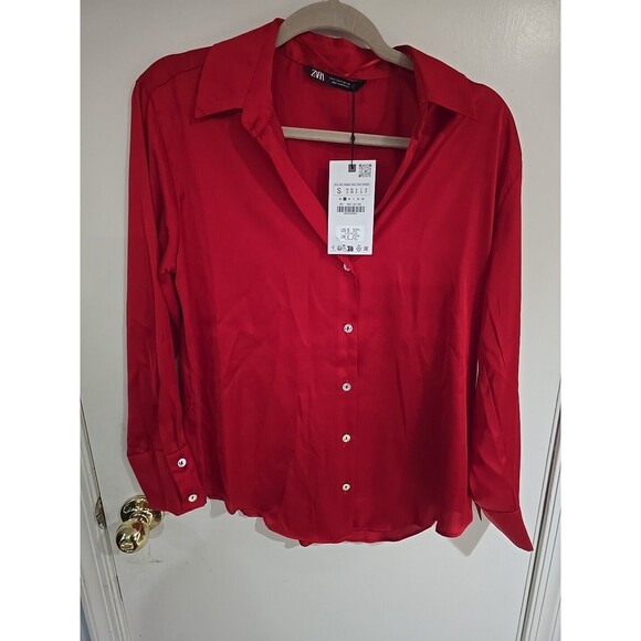 Zara Satin Effect Basic Shirt - S - Picture 6 of 7